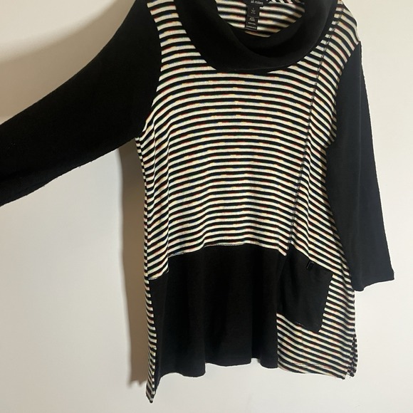 Ali Miles Sweater Womens Large Multicolor Lagenlook Artsy Colorful Pocket Cowl L - Picture 4 of 16